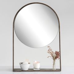 Round Wall Mirror With Shelf