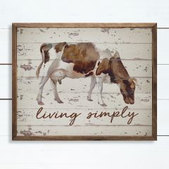 Live Simply Cow Framed Wall Art