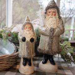 Glittered Belsnickel Santa With Feather Twig