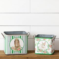 Spring Bunny Metal Nesting Box Set of 2