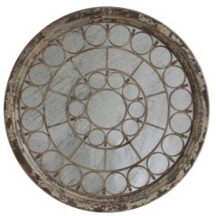 Ornate Antiqued Wood Framed Round Mirror
