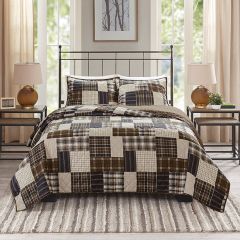 3 Piece Rustic Patchwork Coverlet Set