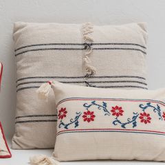 Mudcloth Style Pillow with Fringe Center