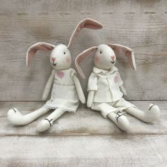 Decorative Plush Bunnies In Pajamas Set of 2