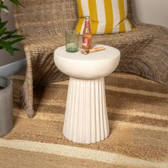 Ribbed Drum Side Table Cream