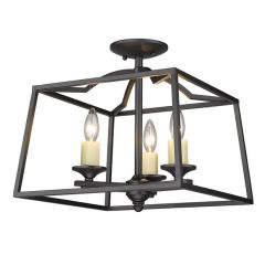 Open Frame Black Semi Flush Light