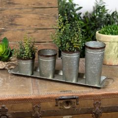 Galvanized 4 Bucket Tray Planter