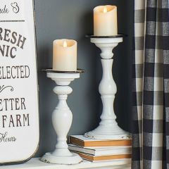 Distressed Pillar Candle Holder Set of 2