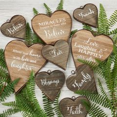 Metal Framed Inspirational Heart Ornaments Set of 3