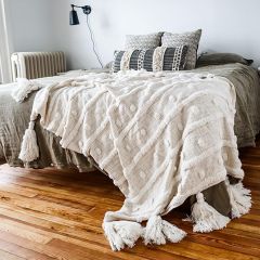 Dramatic Tassel Textured Throw Blanket