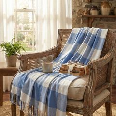 Blue Buffalo Check Woven Throw Blanket