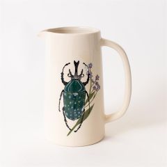 Botanical Beetle Bug Stoneware Pitcher