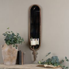 Classic Reflection Mirrored Pillar Candle Wall Sconce Set