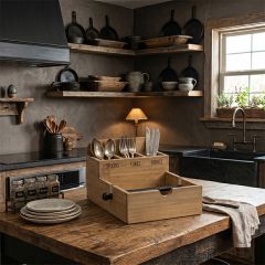 Farmhouse Flatware and Napkin Organizer