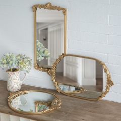 Gold Floral Mirrored Tray