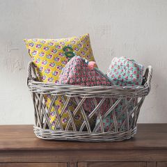 Grey Washed Handled Oval Nesting Basket