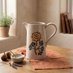 Modern Floral Motif Stoneware Pitcher