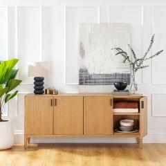 Natural Oak 4 Door Sideboard | SHIPS FREE