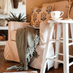 Olive Green Boucle Throw Blanket