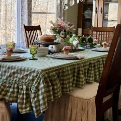 Ruffled Green Gingham Tablecloth