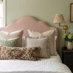 Ruffled Ticking Stripe Throw Pillow