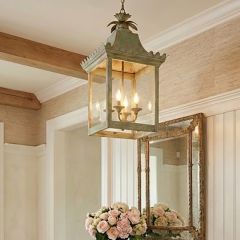 Scalloped Vintage Sage Iron Pendant Light