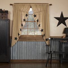 Stenciled Stars Prairie Curtain Panel Set of 2