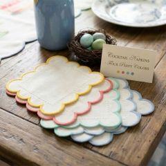 Sweetly Scalloped Cocktail Napkins Assorted Set of 8