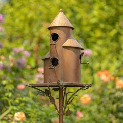 Triple Roost Garden Birdhouse Stake