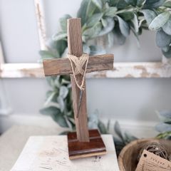 Wooden Tobacco Stick Tabletop Cross