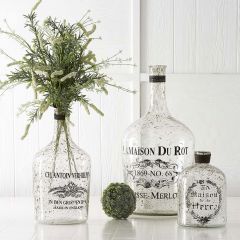 Vintage Inspired Glass Bottle Vase Set of 3