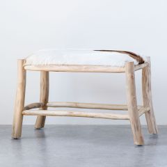 Goat Hide Wood Bench