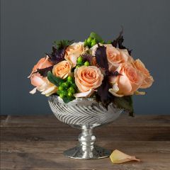 Etched Glass Compote Bowl