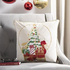 Colorful Christmas Scene Accent Pillow