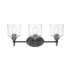 Hammered Water Glass Shade 3 Light Vanity Sconce Antique Black