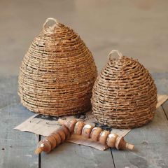 Farmhouse Bee Skep Decor Set of 2