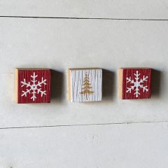 Block Style Winter Wall Art Set of 3