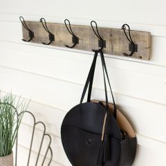 5 metal Hook Recycled Wood Coat Rack Set of 2
