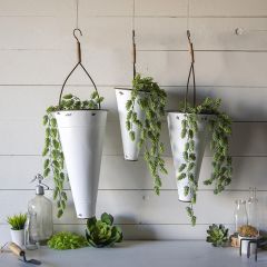 Hanging Cone Metal Basket Planter Set of 3