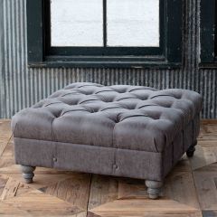 Distressed Leather Ottoman