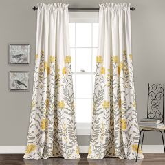 Floral Pattern Room Darkening Panel Curtain Set of 2
