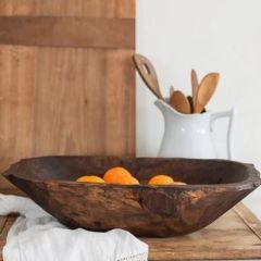 Deep Wooden Dough Bowl