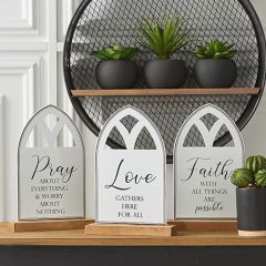 Enameled Cathedral Window Tabletop Decor Set of 3