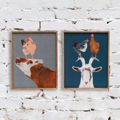 Barnyard Animal Country Color Wall Art Set of 2