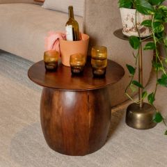 Modern Round Wood Accent Table Walnut