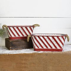 Festive Stripes Oval Tub Set of 2
