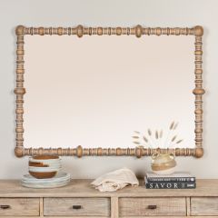 Distressed Wood Beaded Dowel Wall Mirror