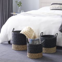 Dark Top Seagrass Basket Set of 2