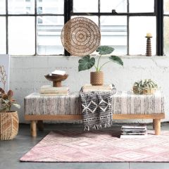 Upholstered Mango Wood Bench