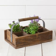 Divided Barnwood Planter Caddy
